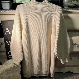 Knitted sweater dress creame brown color size Small NEVER WORN